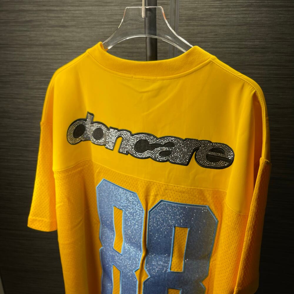 DONCARE Rhinestone Football Jersey Yellow size L